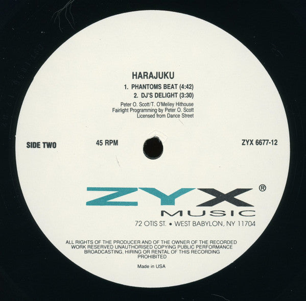 Harajuku : Phantom Of The Opera (Techno House Remixes) (12")