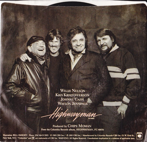 Waylon Jennings, Willie Nelson, Johnny Cash, Kris Kristofferson / Johnny Cash & Willie Nelson : Highwayman / The Human Condition (7", Single, Styrene, Pit)