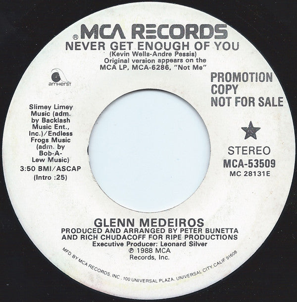Glenn Medeiros : Never Get Enough Of You (7", Single, Promo)