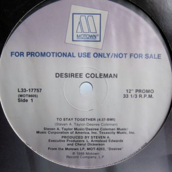 Desiree Coleman : To Stay Together (12", Single, Promo)