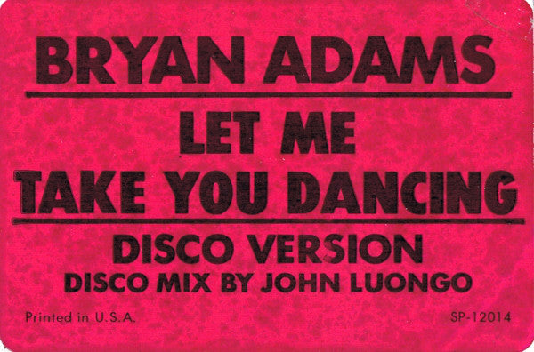 Bryan Adams : Let Me Take You Dancing (12")