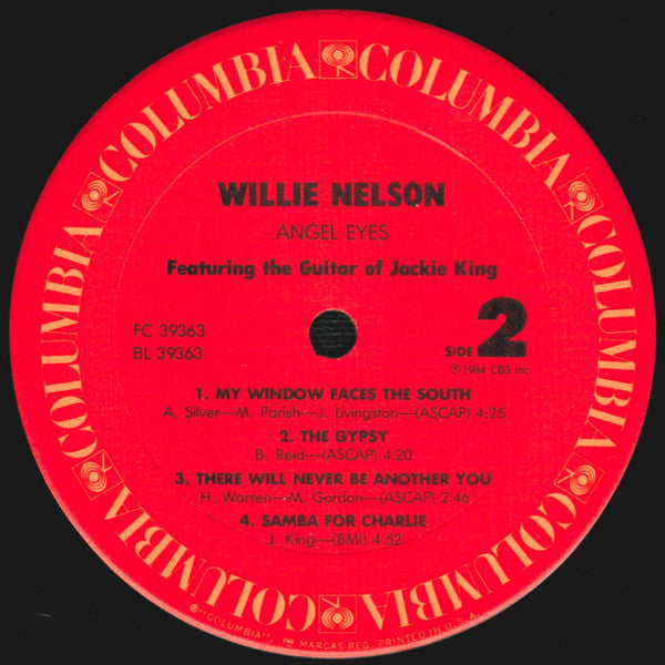 Willie Nelson Featuring the Guitar Of Jackie King : Angel Eyes (LP, Album, Car)