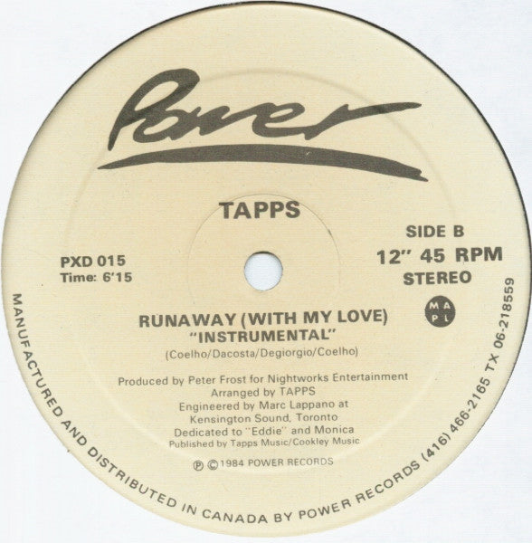 Tapps : Runaway (With My Love) (12")
