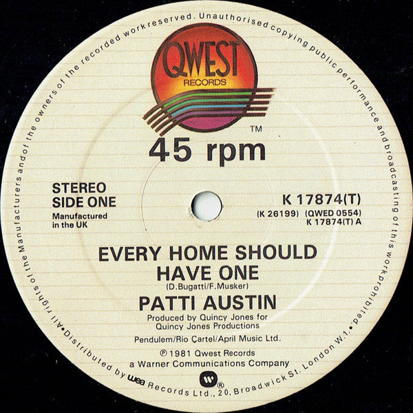 Patti Austin : Every Home Should Have One / The Genie (Re-Mix) (12", Single)