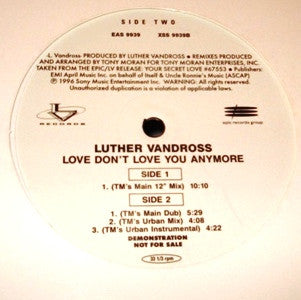Luther Vandross : Love Don't Love You Anymore (12", Promo)