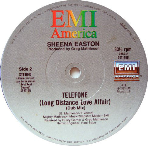 Sheena Easton : Telefone (Long Distance Love Affair) (12")