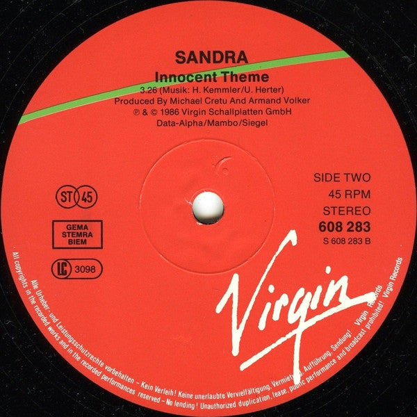 Sandra : Innocent Love (12", Single)