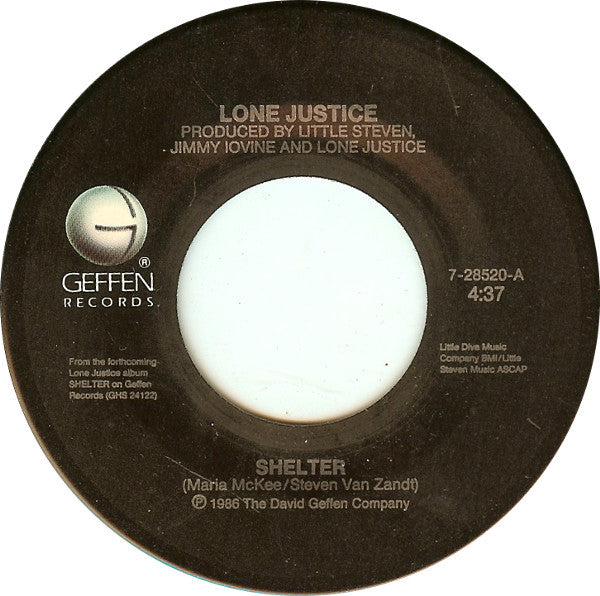 Lone Justice : Shelter (7", Single, All)