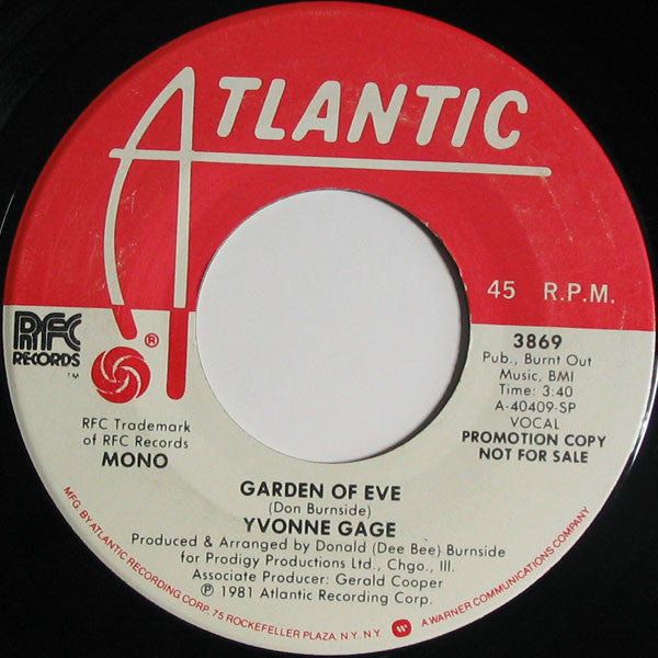 Yvonne Gage : Garden Of Eve (7", Promo, SP)