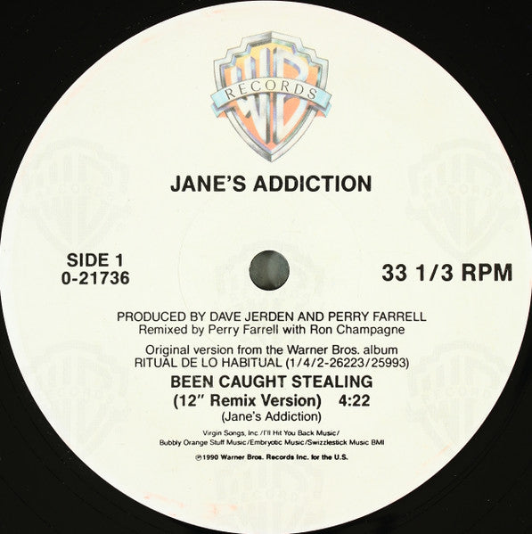 Jane's Addiction : Been Caught Stealing (12", Maxi)