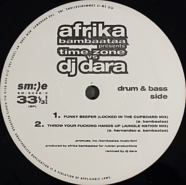 Afrika Bambaataa Presents Time Zone Vs DJ Dara : Afrika Bambaataa Presents Time Zone vs. DJ Dara (12", EP)