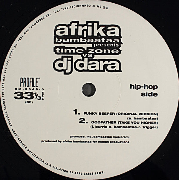 Afrika Bambaataa Presents Time Zone Vs DJ Dara : Afrika Bambaataa Presents Time Zone vs. DJ Dara (12", EP)