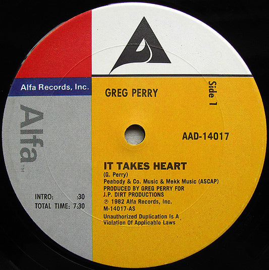 Greg Perry : It Takes Heart (12")