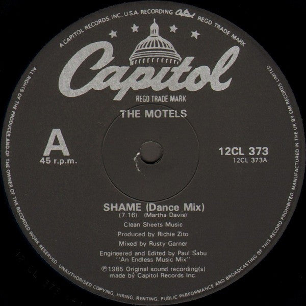 The Motels : Shame (12", Single)
