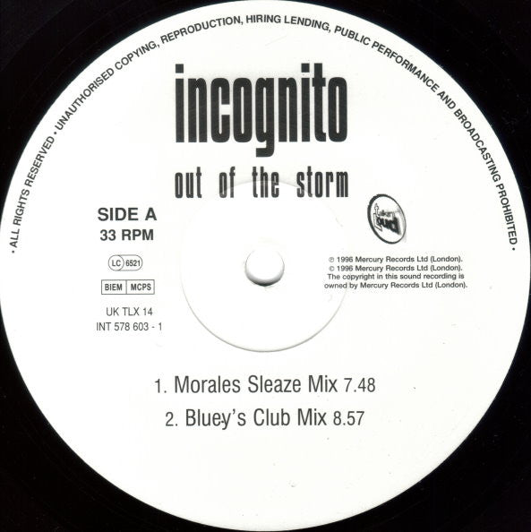 Incognito : Out Of The Storm (12")