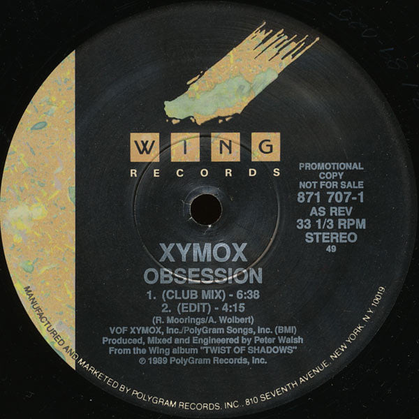 Xymox : Obsession (12", Single, Promo, 49 )