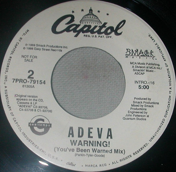 Adeva : Warning! (7", Promo)
