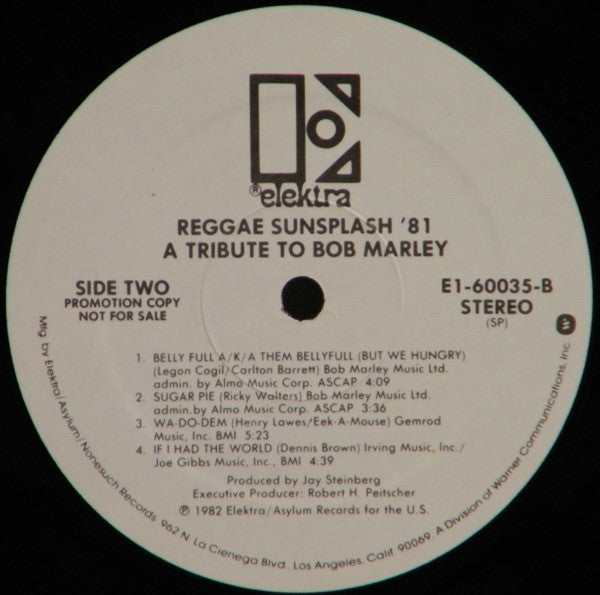 Various : Reggae Sunsplash '81 A Tribute To Bob Marley (2xLP, Album, Promo, W/Lbl, Gat)