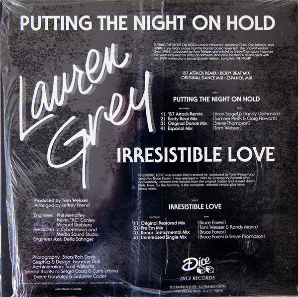 Lauren Grey : Putting The Night On Hold / Irresistible Love (12")
