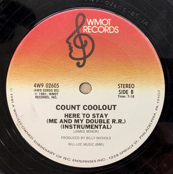 Count Coolout : Here To Stay (Me And My Double R.R.) (12")