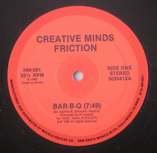 Friction (16) : Bar-B-Q / Love Me With Your Fantasy (12", Promo)