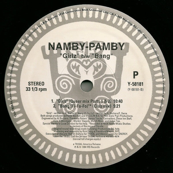 Namby-Pamby* : Girlz / Bang (12")