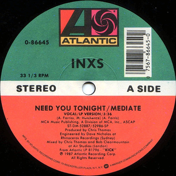 INXS : Need You Tonight / Mediate (12", Single, Spe)