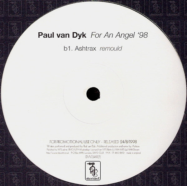 Paul van Dyk : For An Angel '98 (12", Promo)