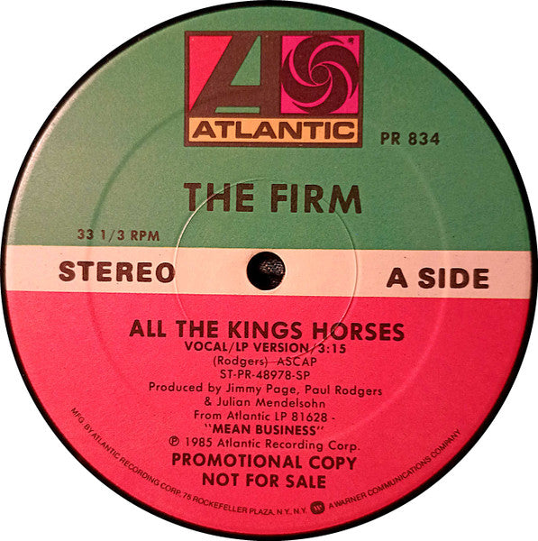The Firm (7) : All The Kings Horses (12", Promo)