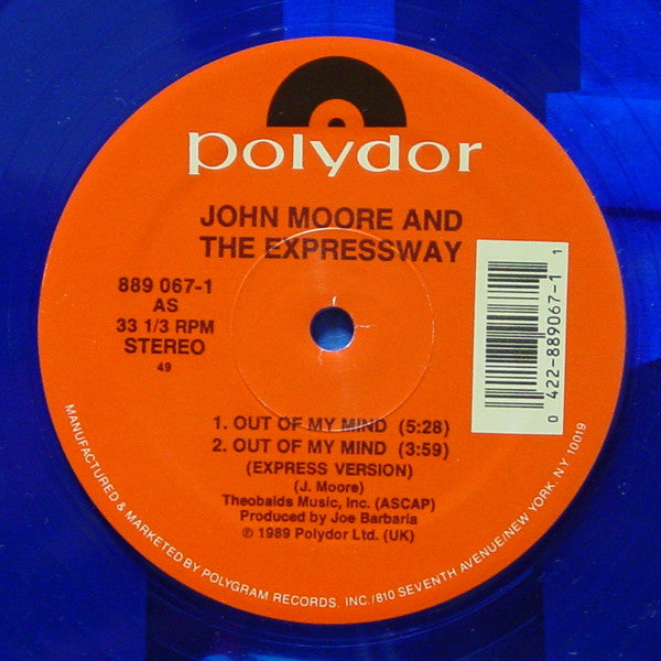 John Moore (3) And The Expressway : Out Of My Mind (12", Single, Blu)