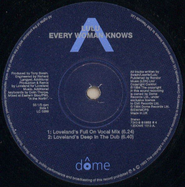 Lulu : Every Woman Knows (12")