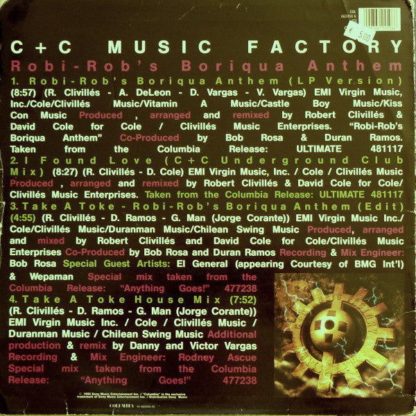 C + C Music Factory : Robi-Rob's Boriqua Anthem (12")