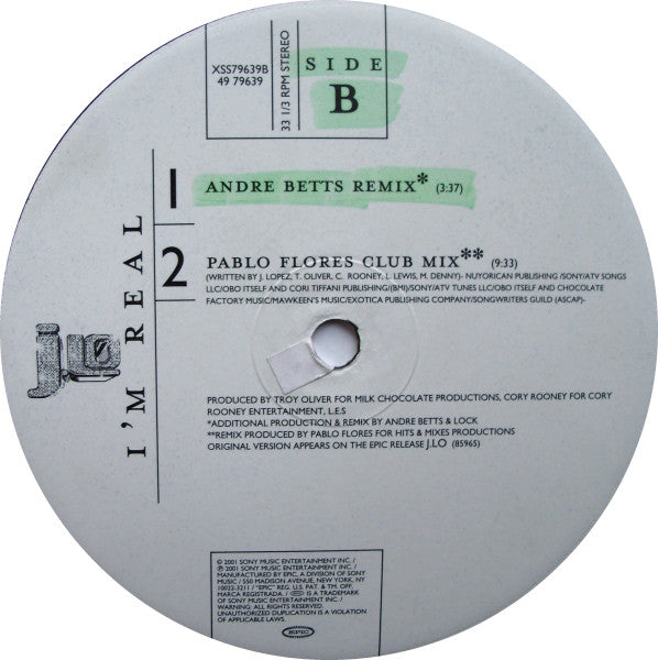 J-Lo* : I'm Real (12")