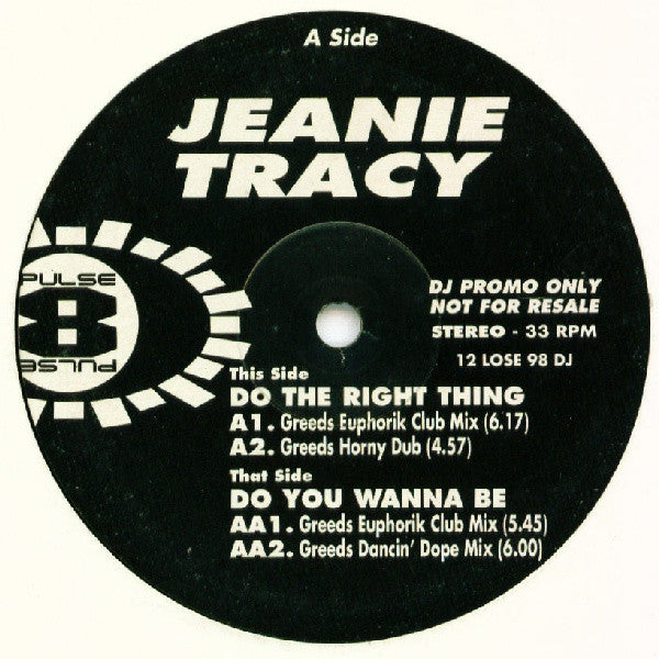 Jeanie Tracy : Do The Right Thing / Do You Wanna Be (12", Promo)