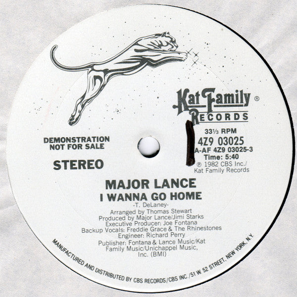 Major Lance : I Wanna Go Home (12", Promo)