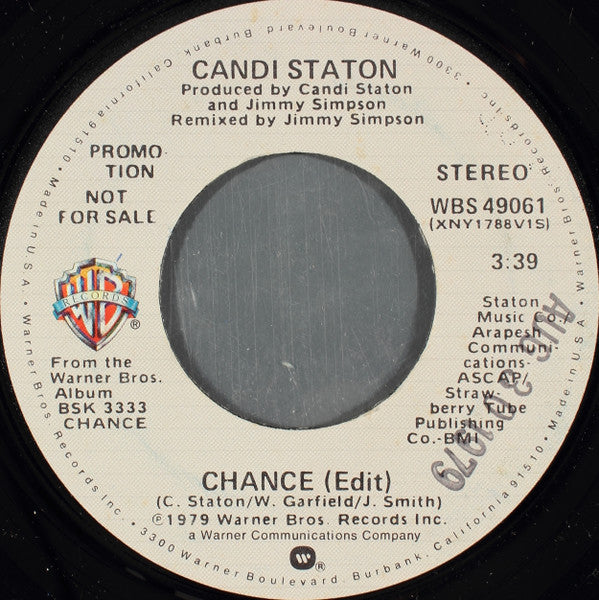 Candi Staton : Chance (7", Mono, Promo)