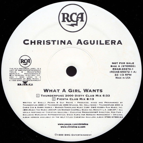 Christina Aguilera : What A Girl Wants (12", Promo)