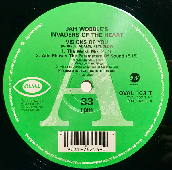 Jah Wobble's Invaders Of The Heart Featuring Sinead O'Connor* : Visions Of You (12", Single, Gre)