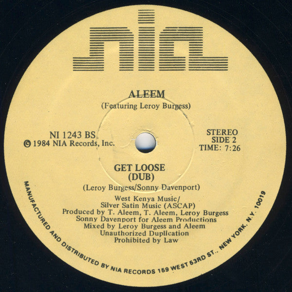 Aleem Featuring Leroy Burgess : Get Loose (12")