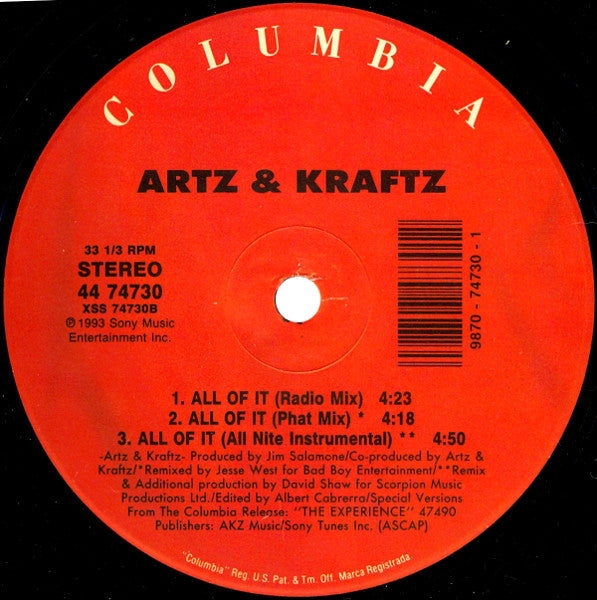 Artz & Kraftz : All Of It (12")