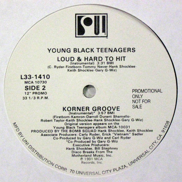 Young Black Teenagers : Loud & Hard To Hit / Korner Groove (12", Single, Promo)