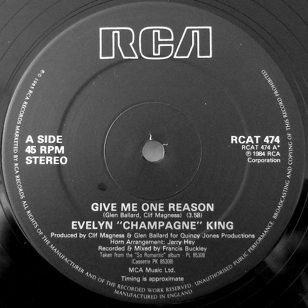 Evelyn "Champagne" King* : Give Me One Reason (12", Single)
