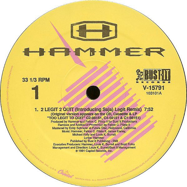Hammer* : 2 Legit 2 Quit (12", Single)