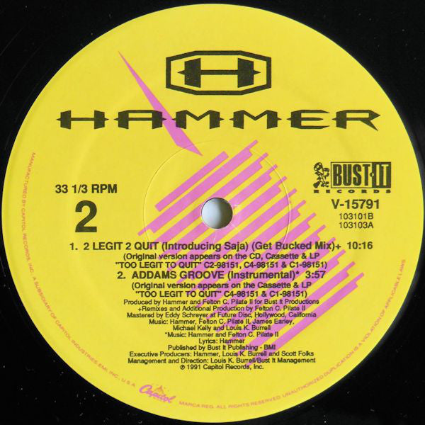 Hammer* : 2 Legit 2 Quit (12", Single)