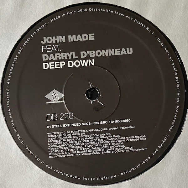John Made Feat. Darryl D'Bonneau : Deep Down (12")