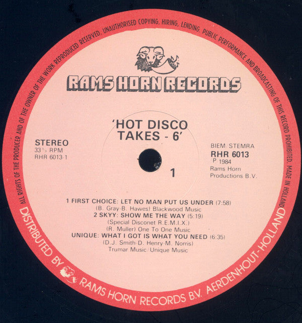 Various : Hot Disco Takes 6 (The Original 12inch Versions) (2xLP, Comp)