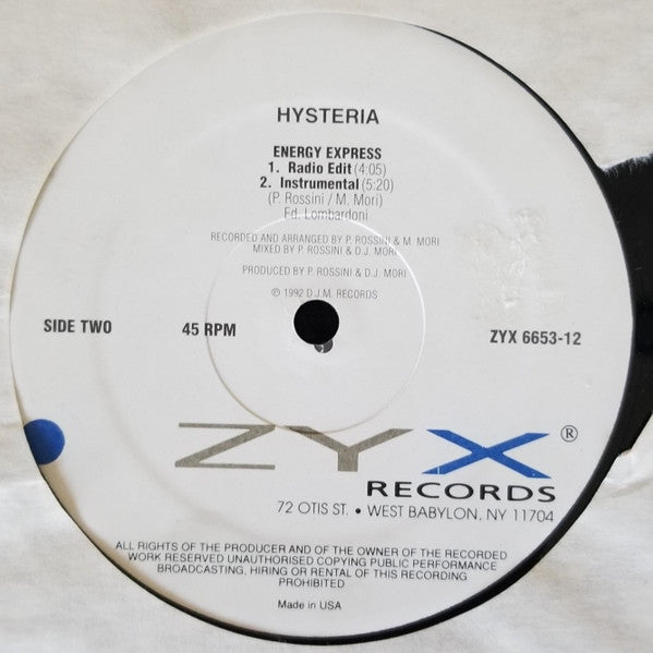 Hysteria (7) : Energy Express (12")