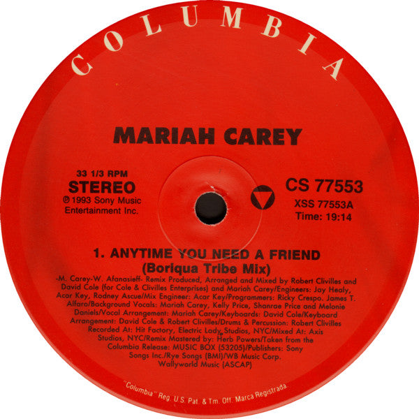 Mariah Carey : Anytime You Need A Friend (2x12")