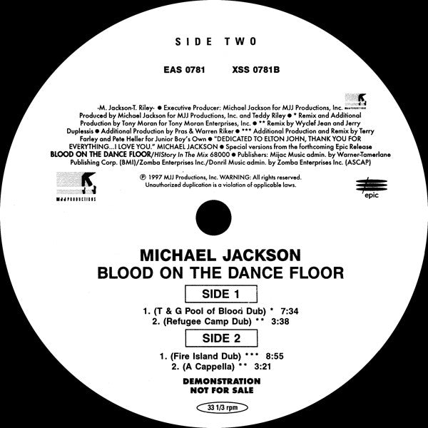 Michael Jackson : Blood On The Dance Floor (The Dubs) (12", Promo)