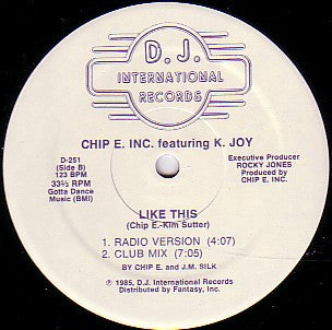 Chip E. Inc.* Featuring K. Joy : Like This (12", Blu)